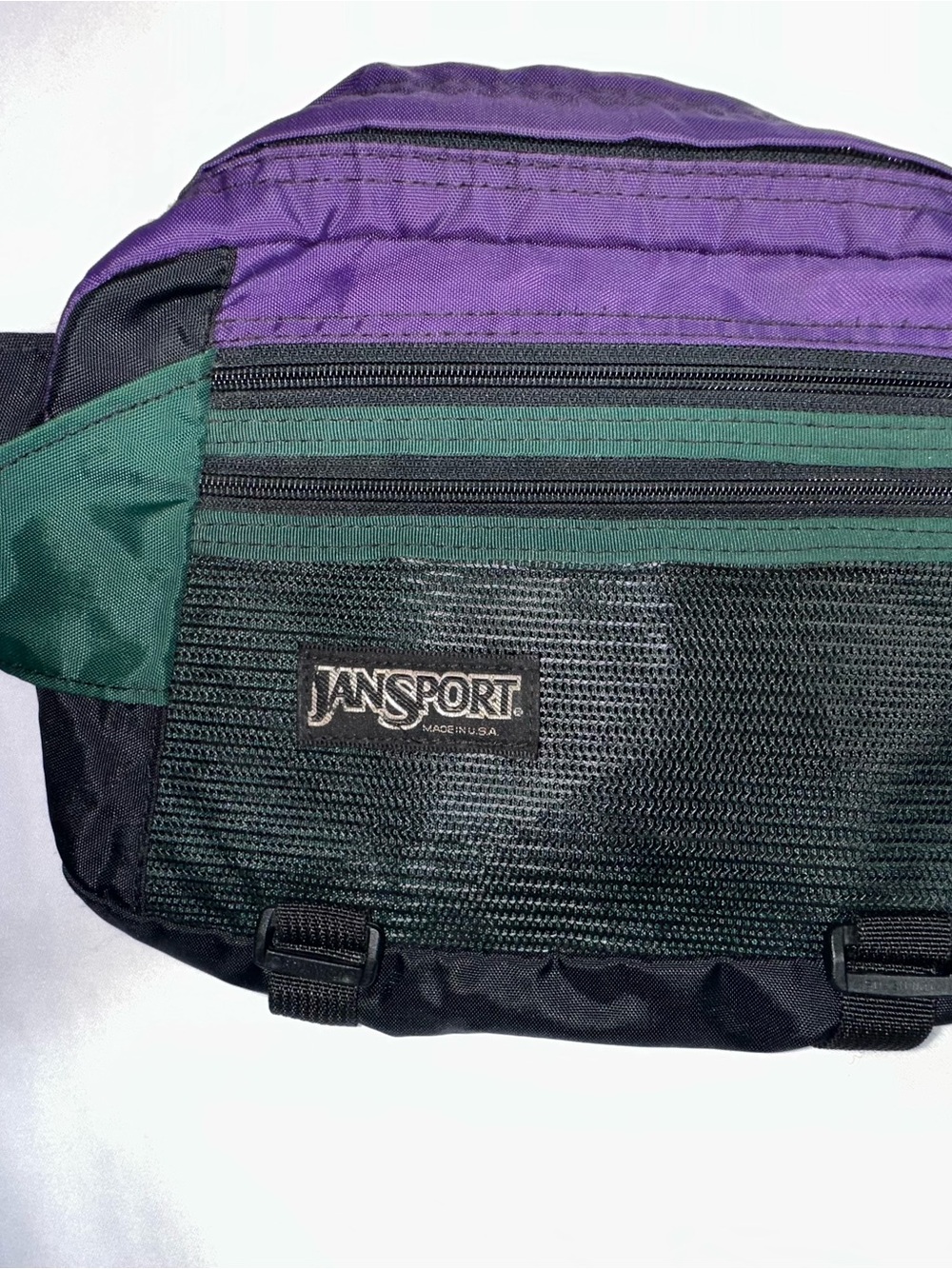 Vintage Jansport Purple and Green Men's Large Hiking Fanny Pack